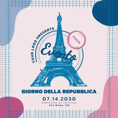 Modello vintage post instagram Festa della Bastiglia