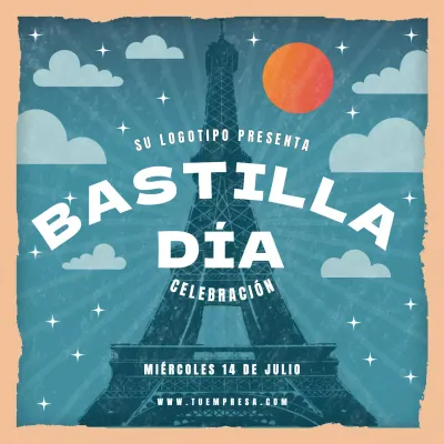 Plantilla de ilustración azul para el Día de la Bastilla