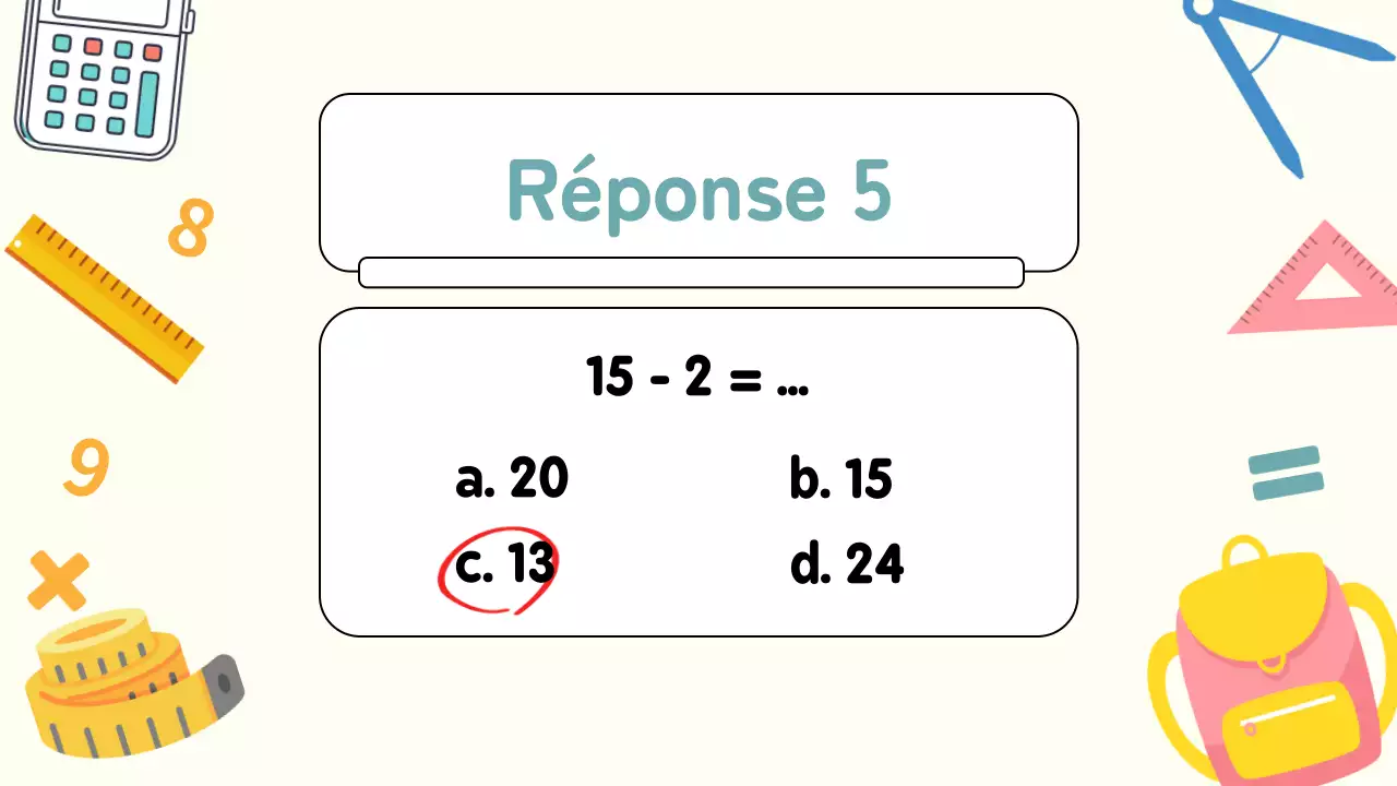 Matériel d'étude du Quiz mathématique de la Plaine Jaune