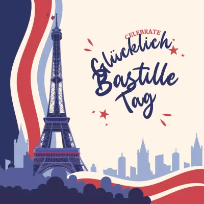 Rote und blaue Vintage-Feier zum Tag der Bastille