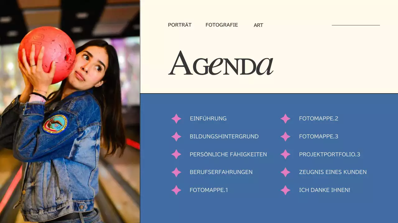 Rosa und blauer Trend Kreativ-Portfolio