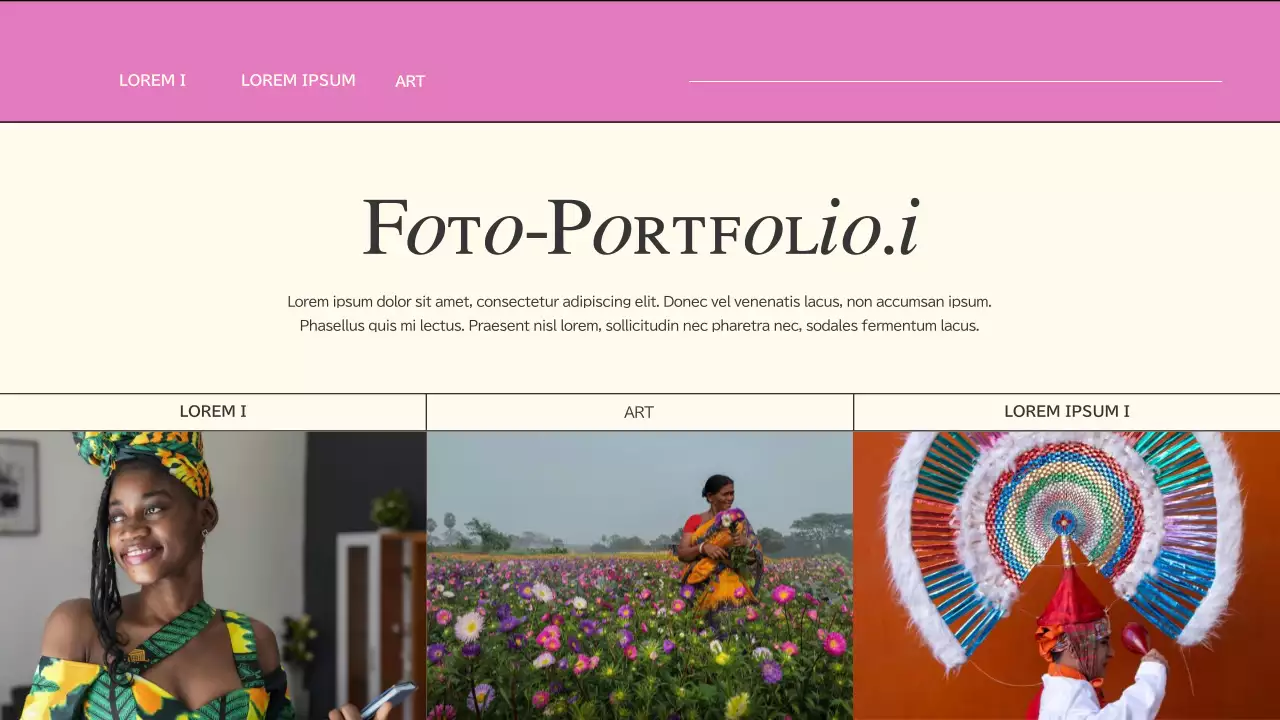 Rosa und blauer Trend Kreativ-Portfolio