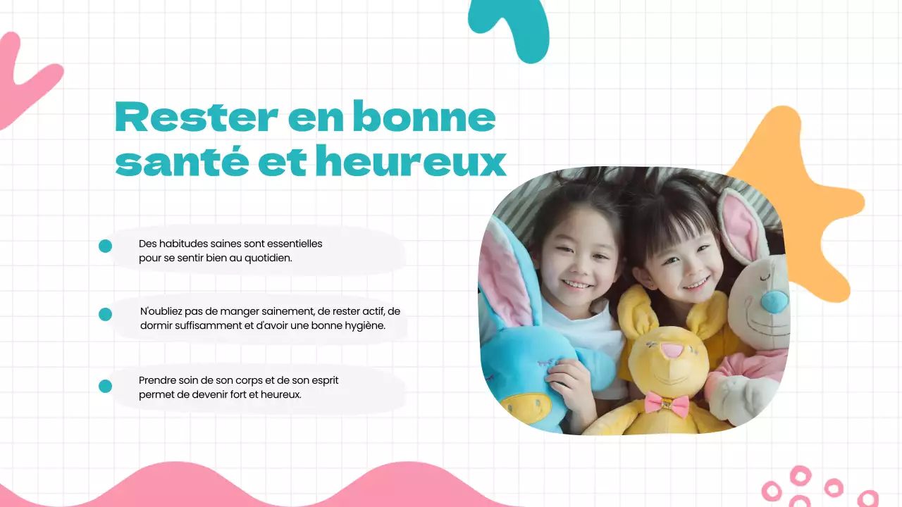 Matériel de cours sur les habitudes saines vertes, bleues et modernes