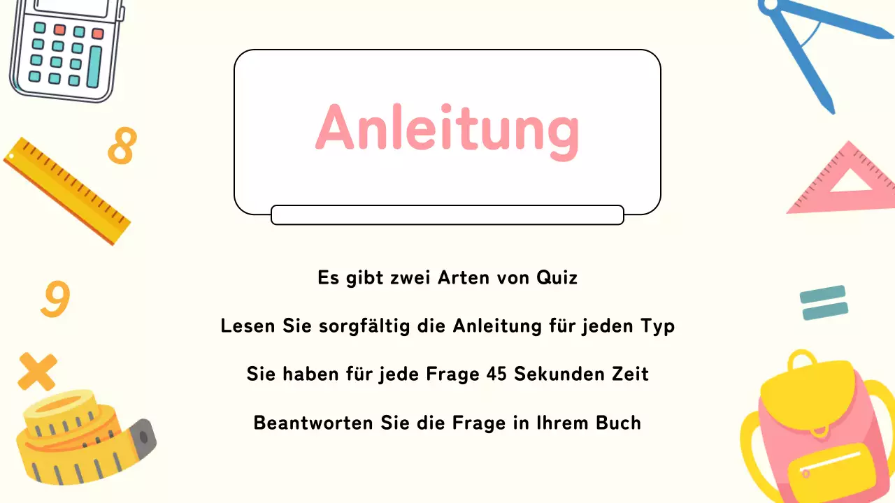 Yellow Plain Mathematik Quiz Studienmaterial