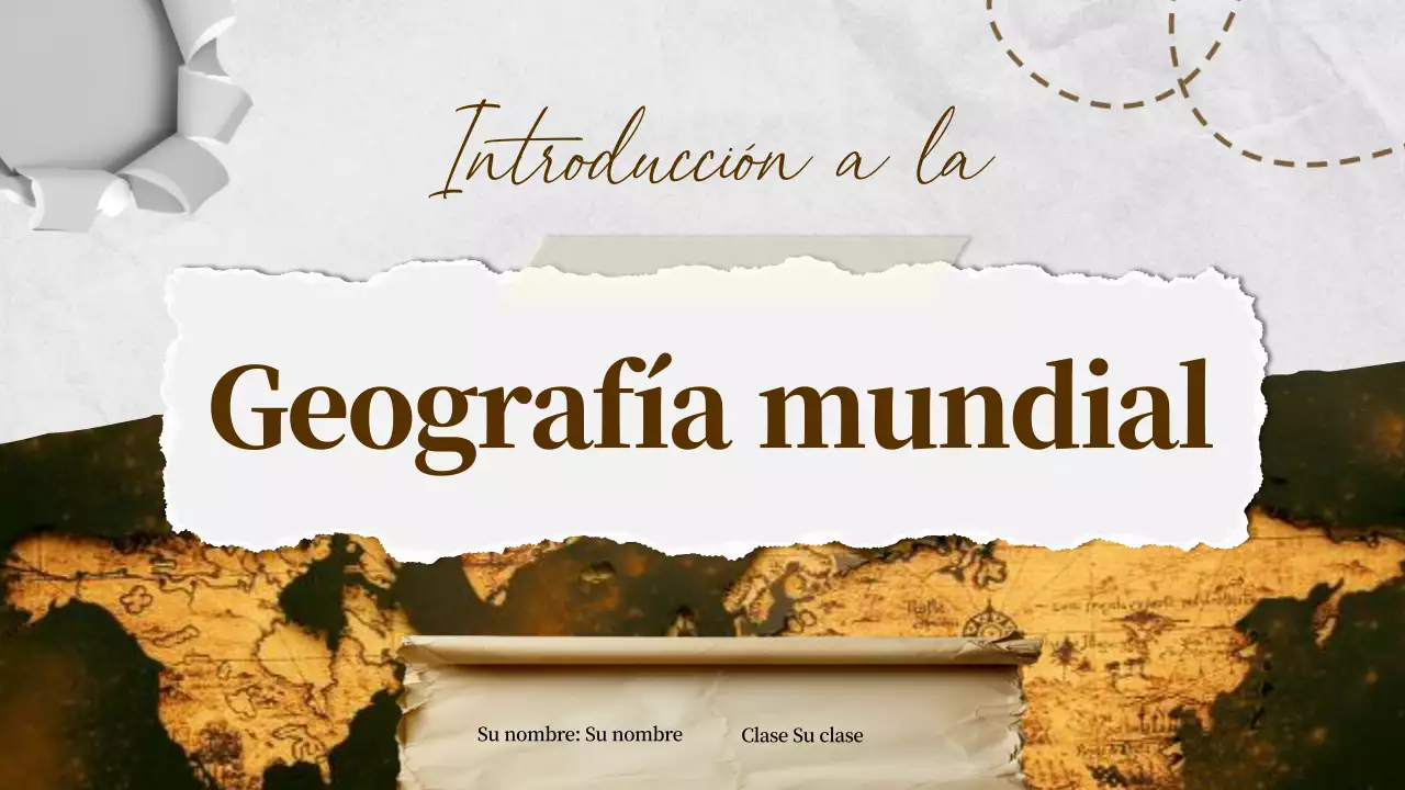 Marrón Marfil Clásico Material de clase de Geografía Mundial