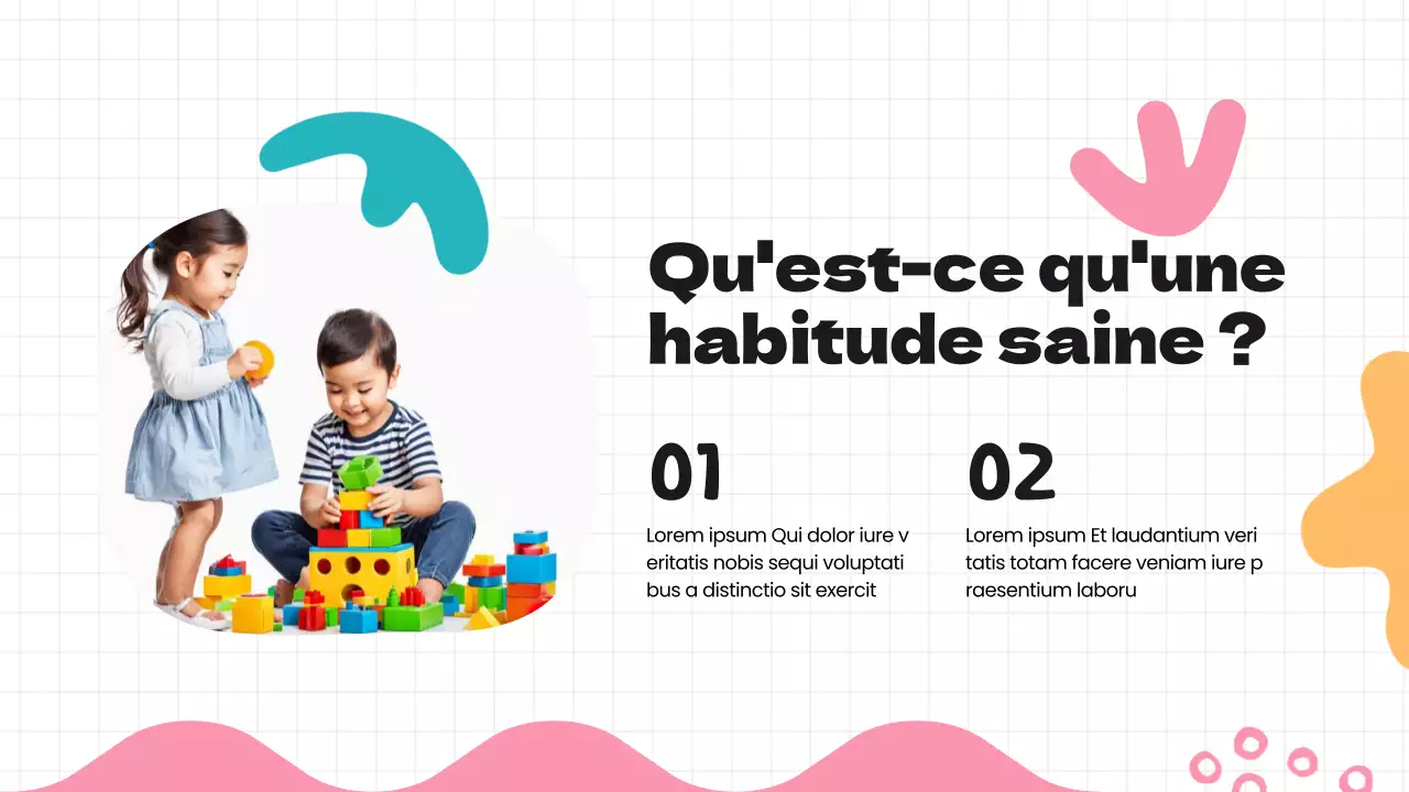 Matériel de cours sur les habitudes saines vertes, bleues et modernes