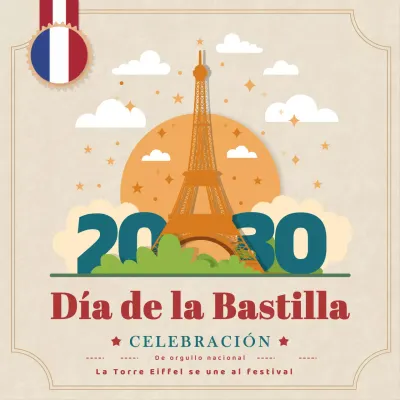 Plantilla beige post para instagram Día de la Bastilla.