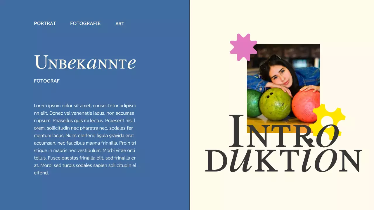 Rosa und blauer Trend Kreativ-Portfolio