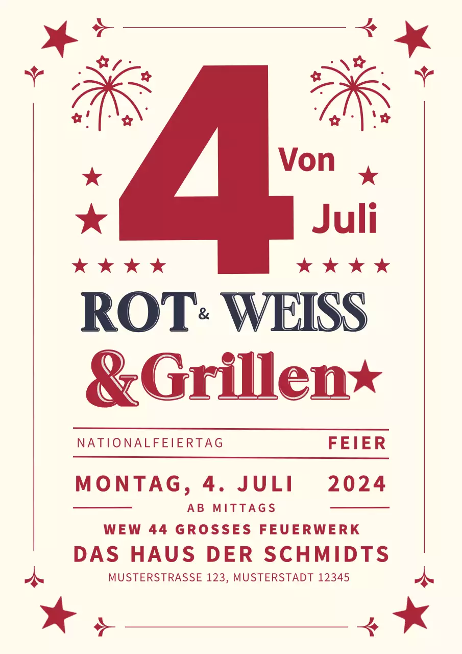Rote und weiße Vintage Fourth of July Celebration Poster