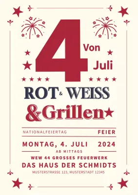 Rote und weiße Vintage Fourth of July Celebration Poster