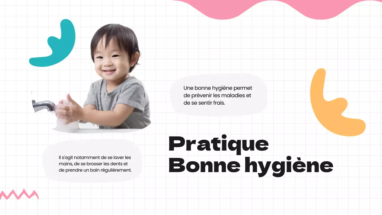 Matériel de cours sur les habitudes saines vertes, bleues et modernes