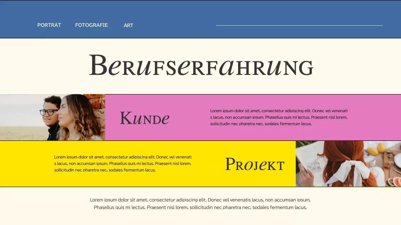 Rosa und blauer Trend Kreativ-Portfolio