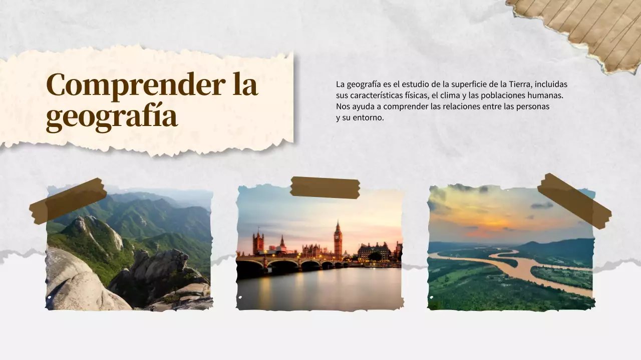 Marrón Marfil Clásico Material de clase de Geografía Mundial