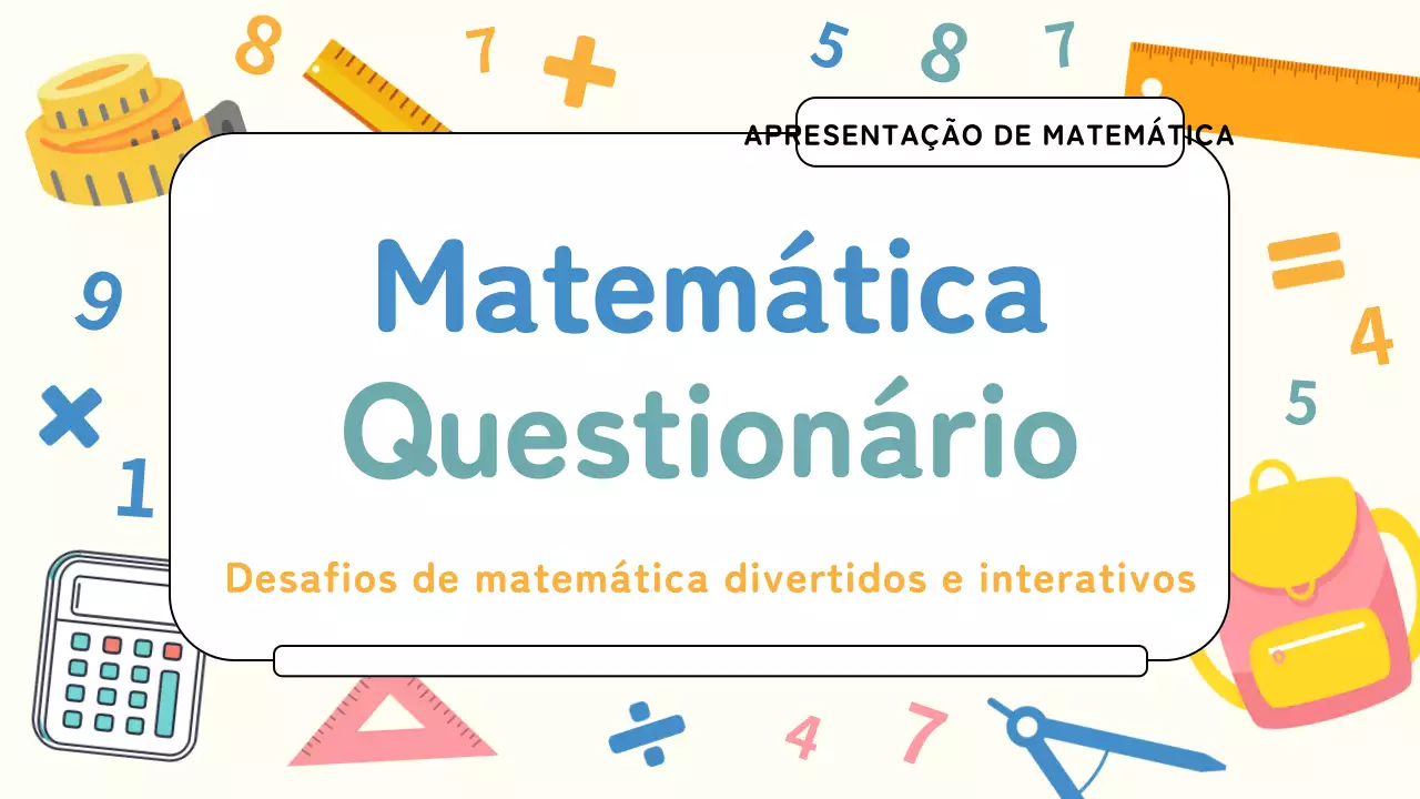 Material de estudo do questionário de matemática da planície amarela