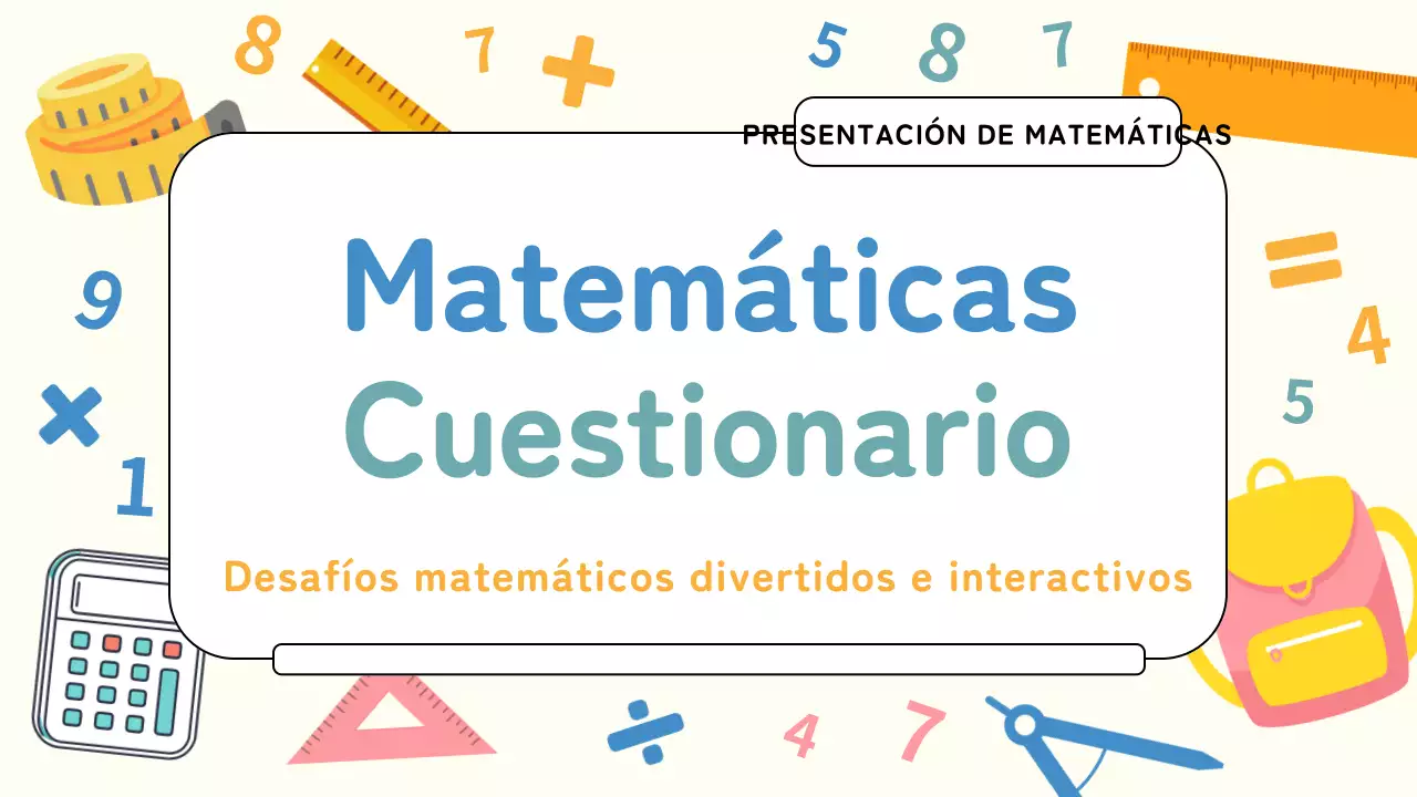 Cuestionario de matemáticas Yellow Plain Material de estudio