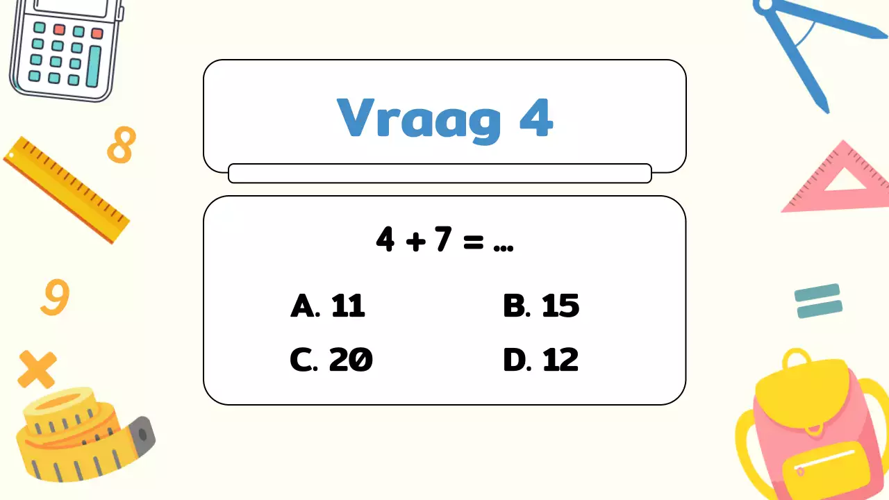 Gele Vlakte Wiskunde Quiz Studiemateriaal