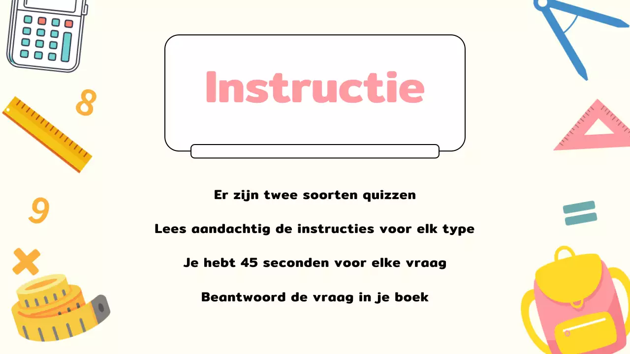 Gele Vlakte Wiskunde Quiz Studiemateriaal