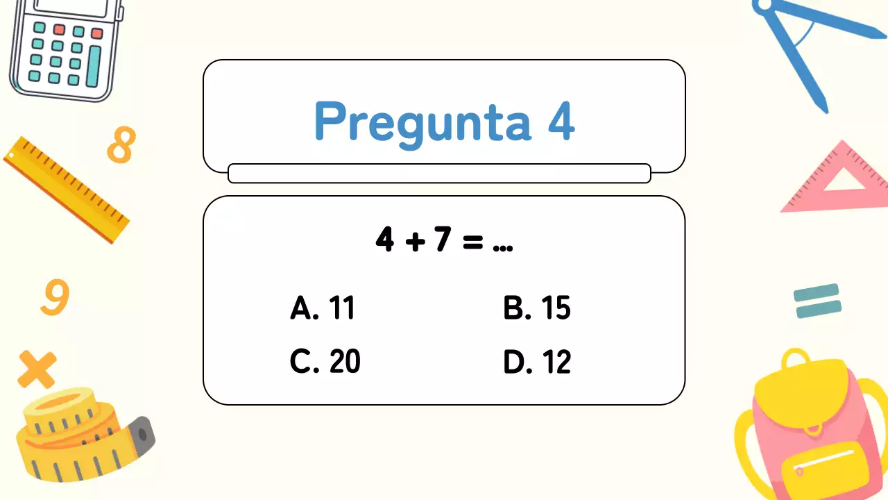 Cuestionario de matemáticas Yellow Plain Material de estudio