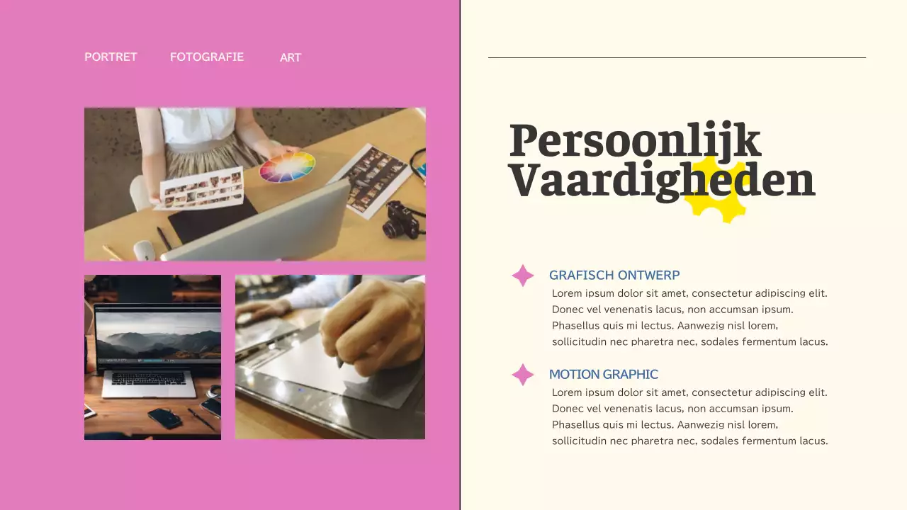 Roze en blauw Trend Creatief Portfolio