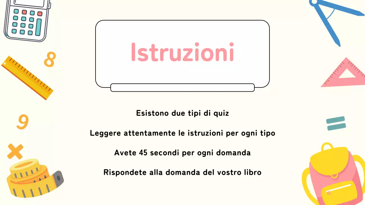 Materiale di studio per i quiz di matematica della pianura gialla