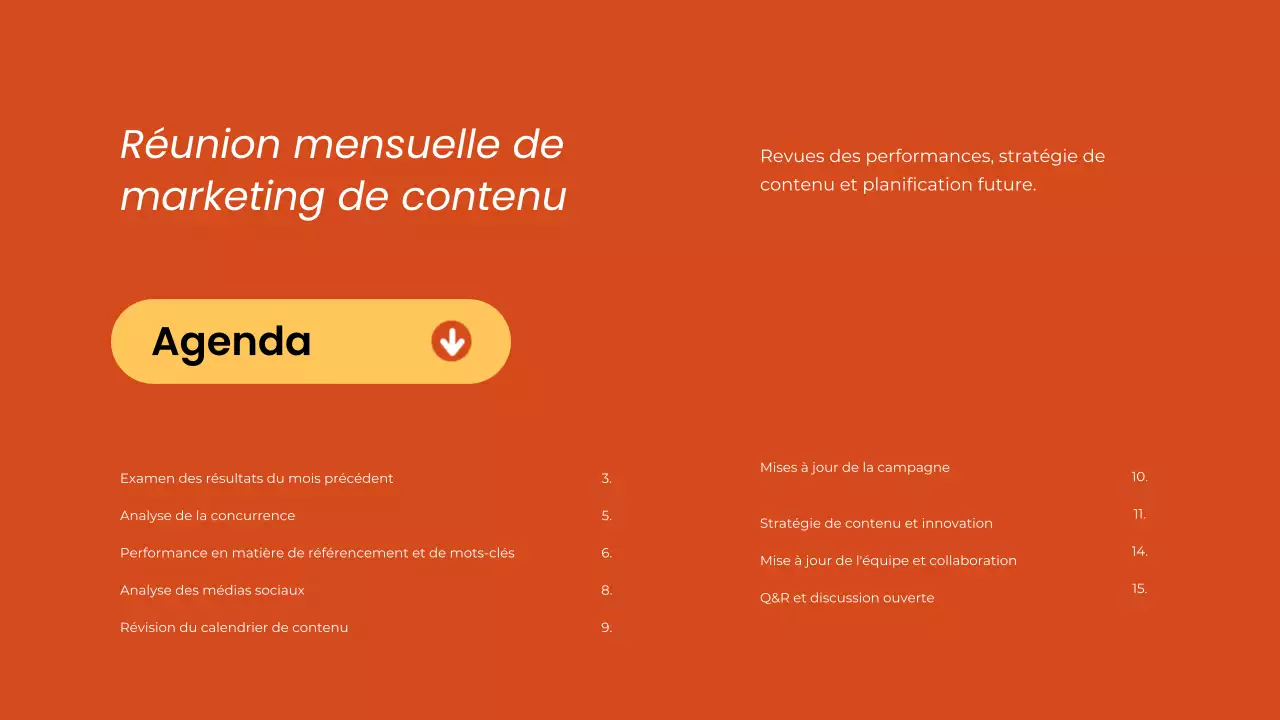 Rapport de la réunion mensuelle sur le marketing de contenu d'Orange Clean