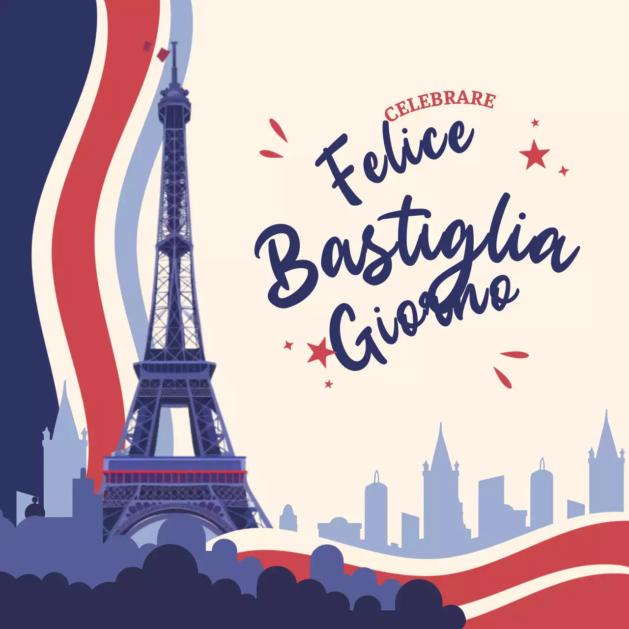 Festa della Bastiglia vintage rossa e blu