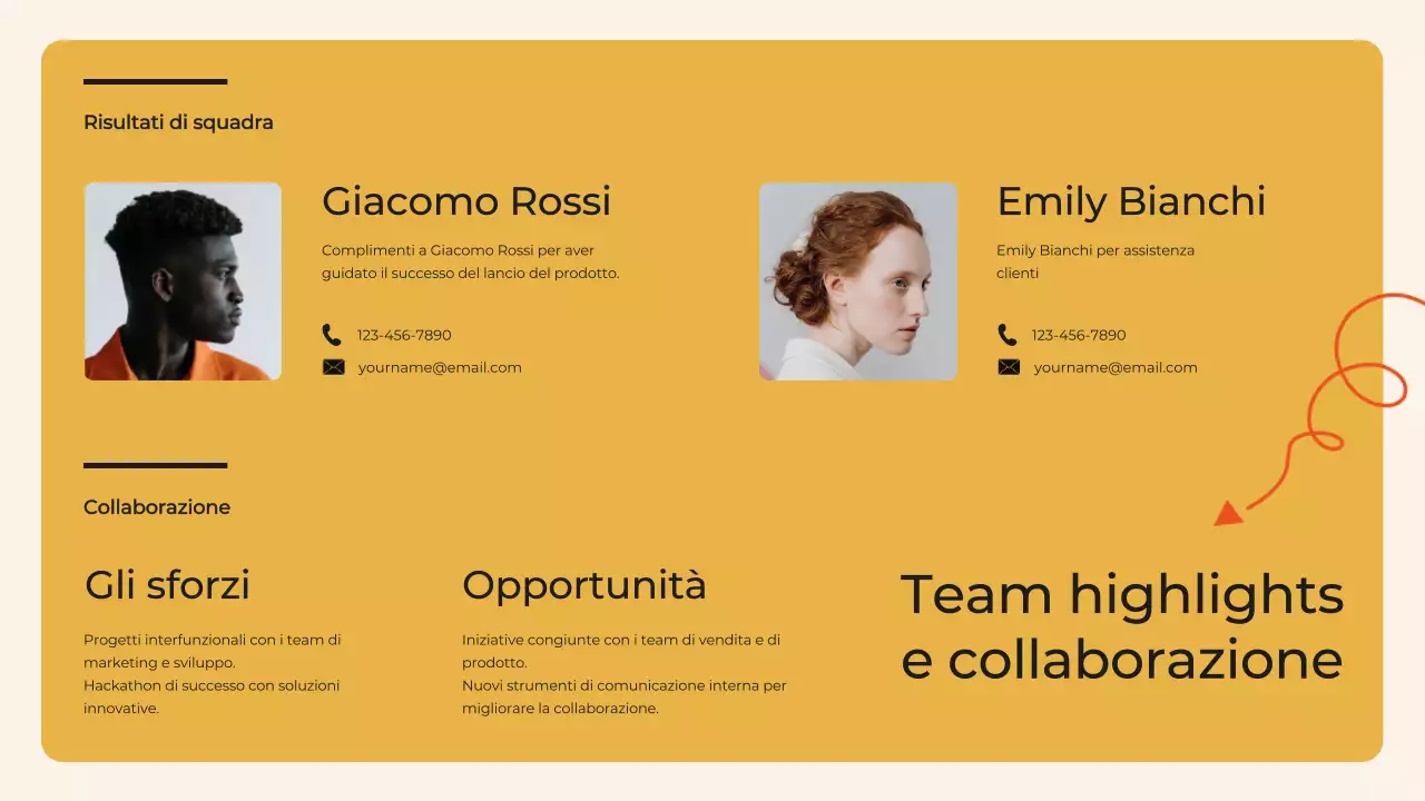 Relazione della riunione di revisione aziendale trimestrale Black and Orange Modern