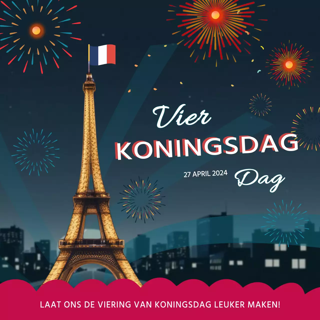 Rood en blauw helder moderne viering van Bastille Day