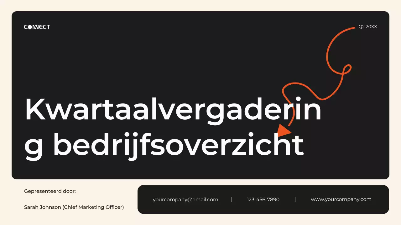 Zwart en Oranje Modern Kwartaalverslag Vergaderingen