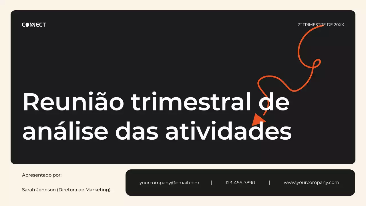 Black and Orange Modern Quarterly Business Review Relatório da reunião