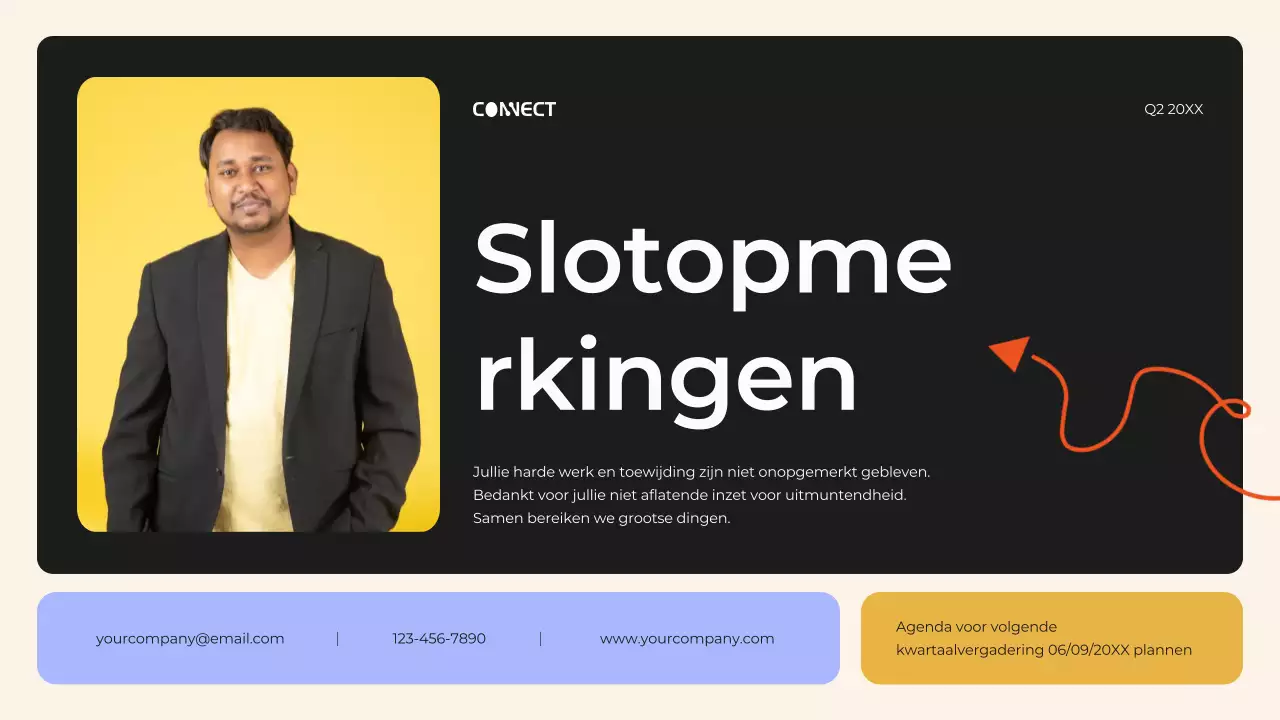 Zwart en Oranje Modern Kwartaalverslag Vergaderingen