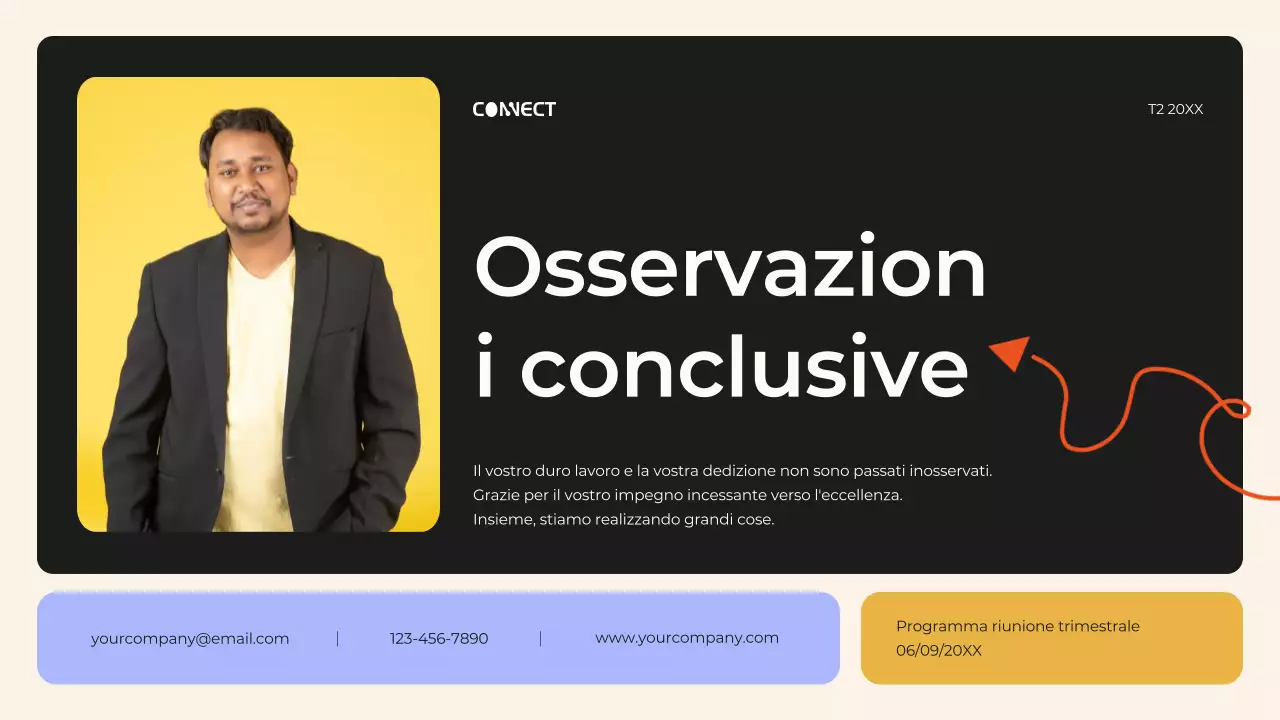 Relazione della riunione di revisione aziendale trimestrale Black and Orange Modern