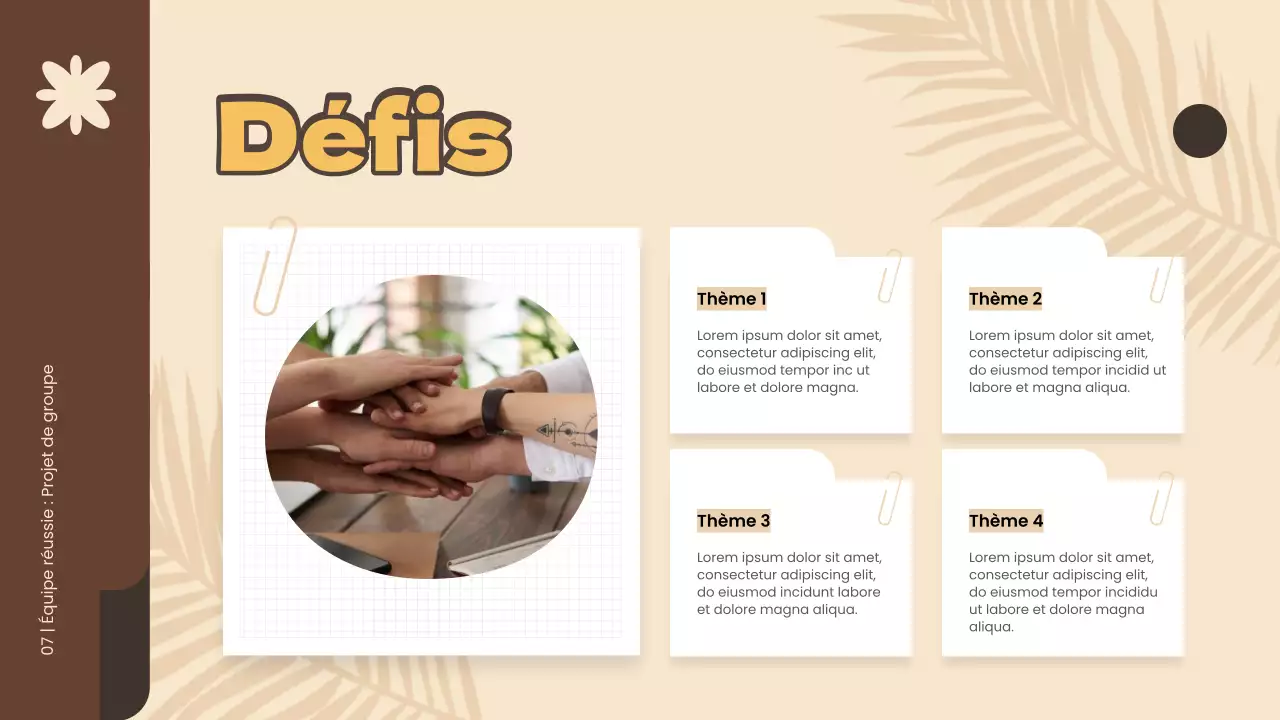 Matériel d'étude du projet de groupe simple jaune et marron