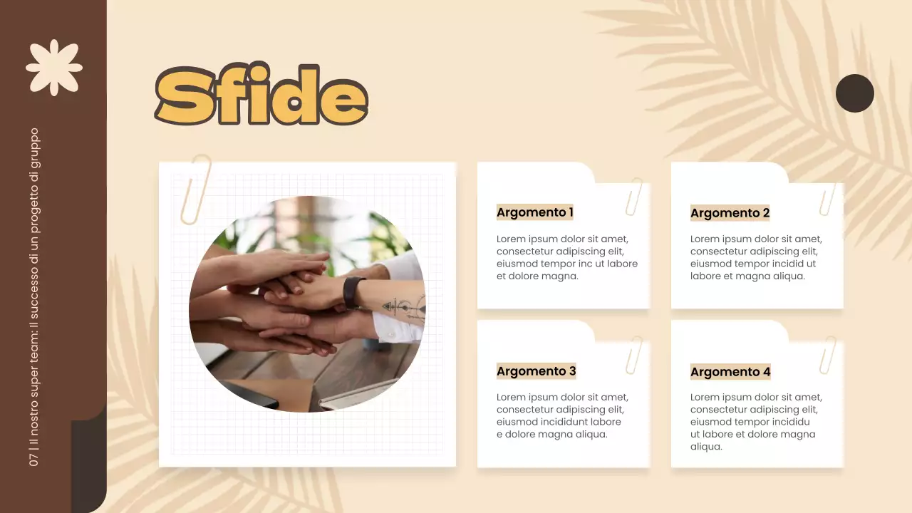 Materiale di studio del progetto di gruppo semplice giallo e marrone