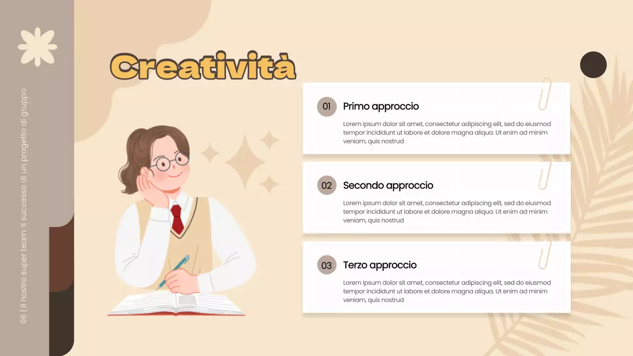 Materiale di studio del progetto di gruppo semplice giallo e marrone