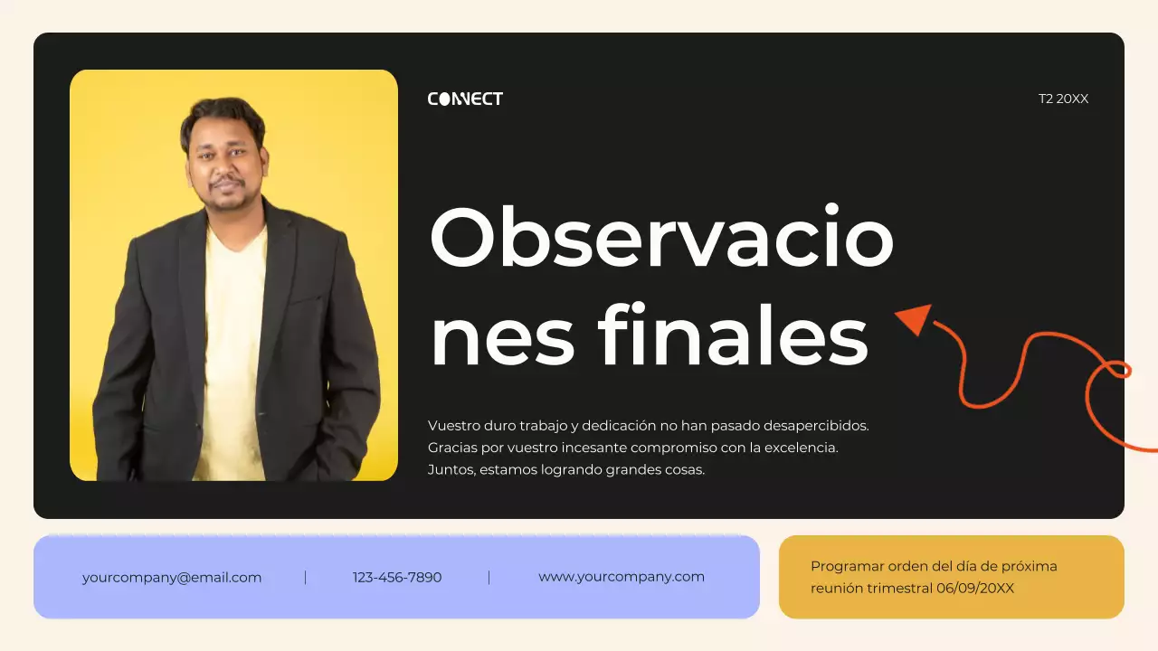 Black and Orange Modern Informe de la reunión trimestral de revisión empresarial