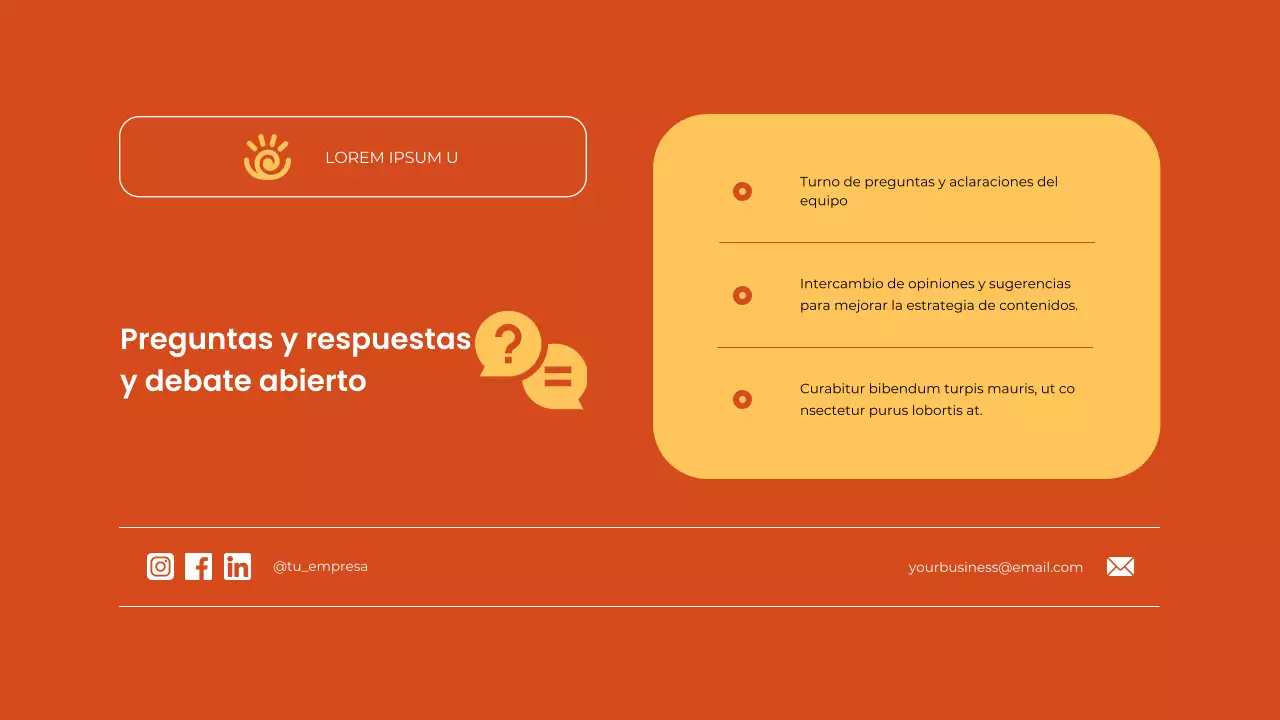 Informe mensual de la reunión de marketing de contenidos de Orange Clean