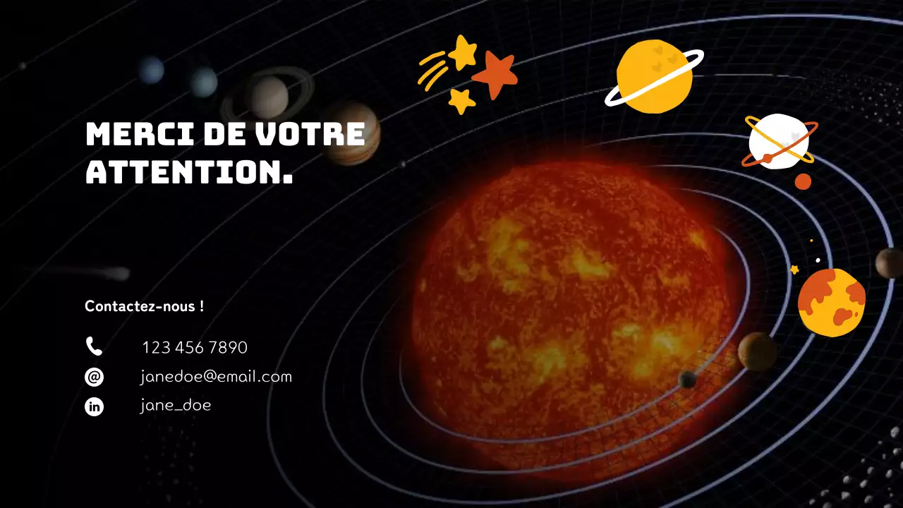 Noir Simple Le système solaire Matériel de cours