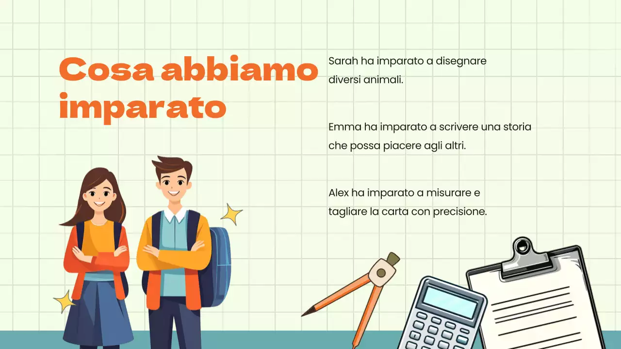 Materiale di studio per il progetto di gruppo di animazione verde-blu