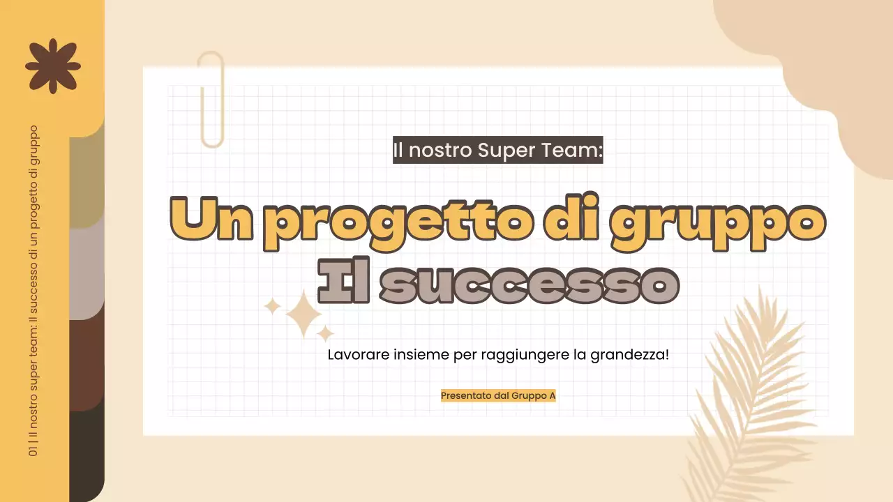 Materiale di studio del progetto di gruppo semplice giallo e marrone