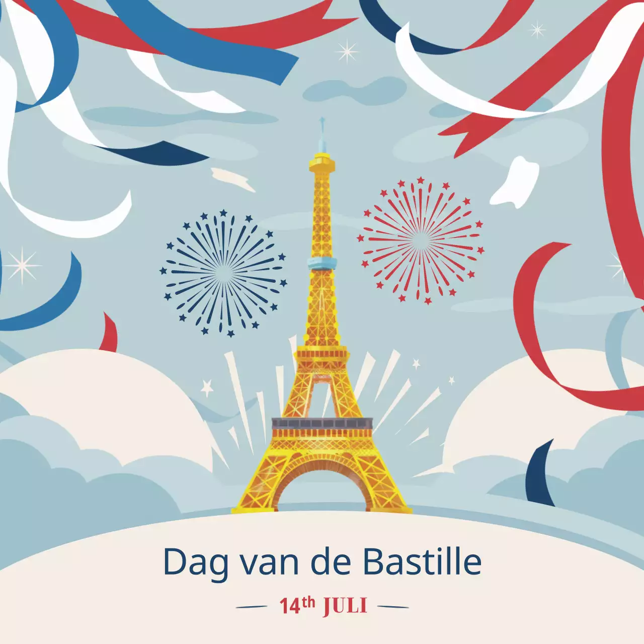 Rood en blauw helder feest van Bastille Day