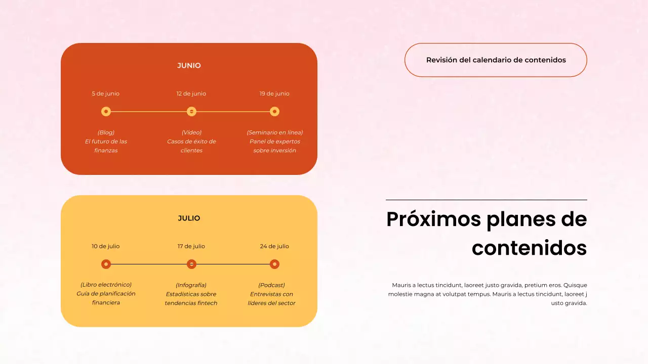 Informe mensual de la reunión de marketing de contenidos de Orange Clean