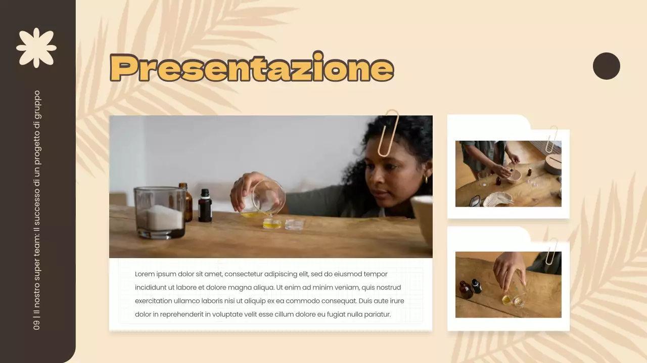 Materiale di studio del progetto di gruppo semplice giallo e marrone