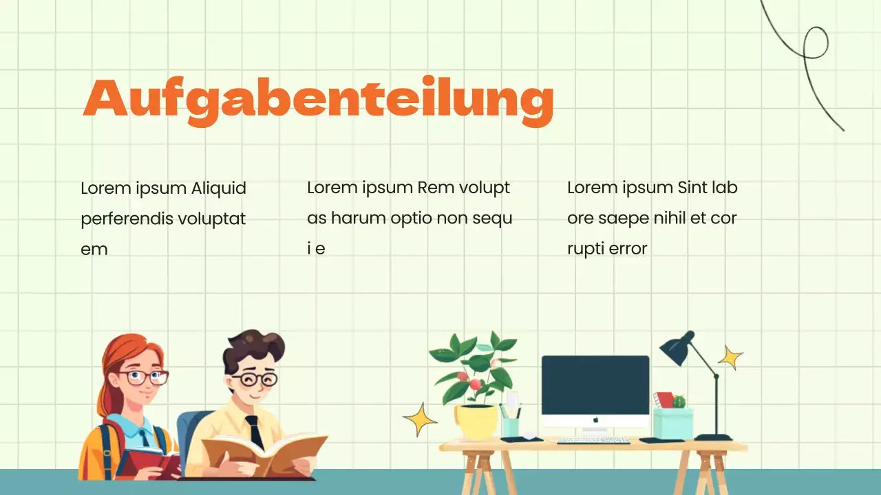 Grün-Blau-Animation Gruppenprojekt Studienmaterial