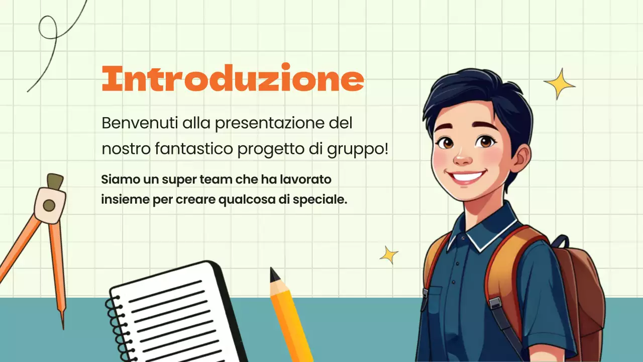 Materiale di studio per il progetto di gruppo di animazione verde-blu