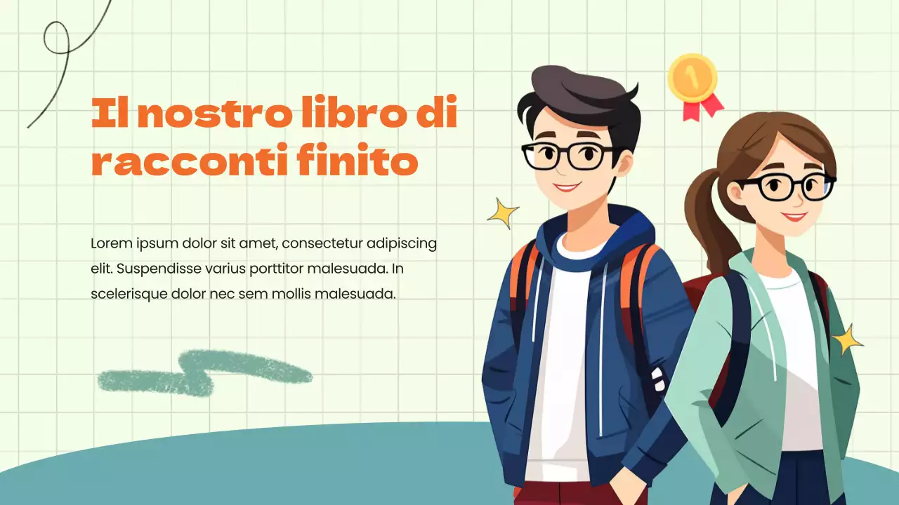 Materiale di studio per il progetto di gruppo di animazione verde-blu