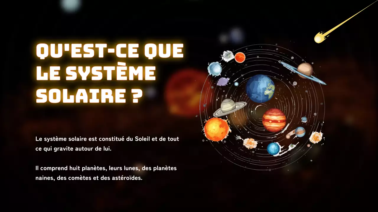 Noir Simple Le système solaire Matériel de cours