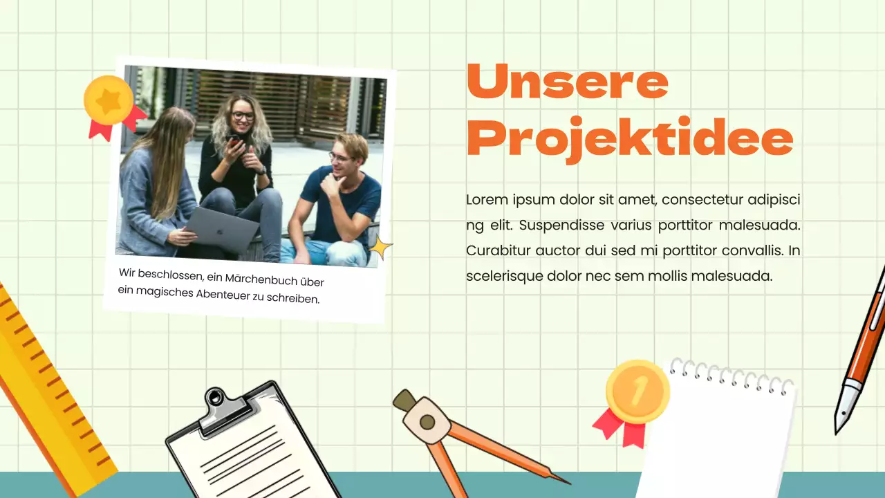 Grün-Blau-Animation Gruppenprojekt Studienmaterial