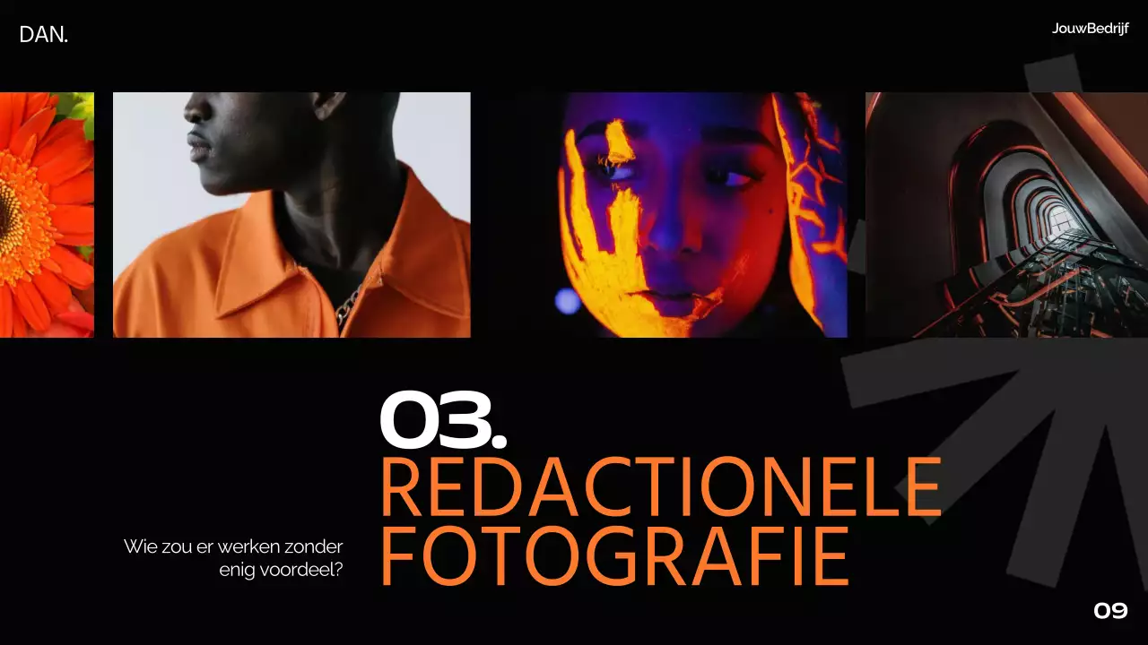 Oranje Zwart Wit Modern Minimaal Vet Zakelijk Pitch Deck Voorstel