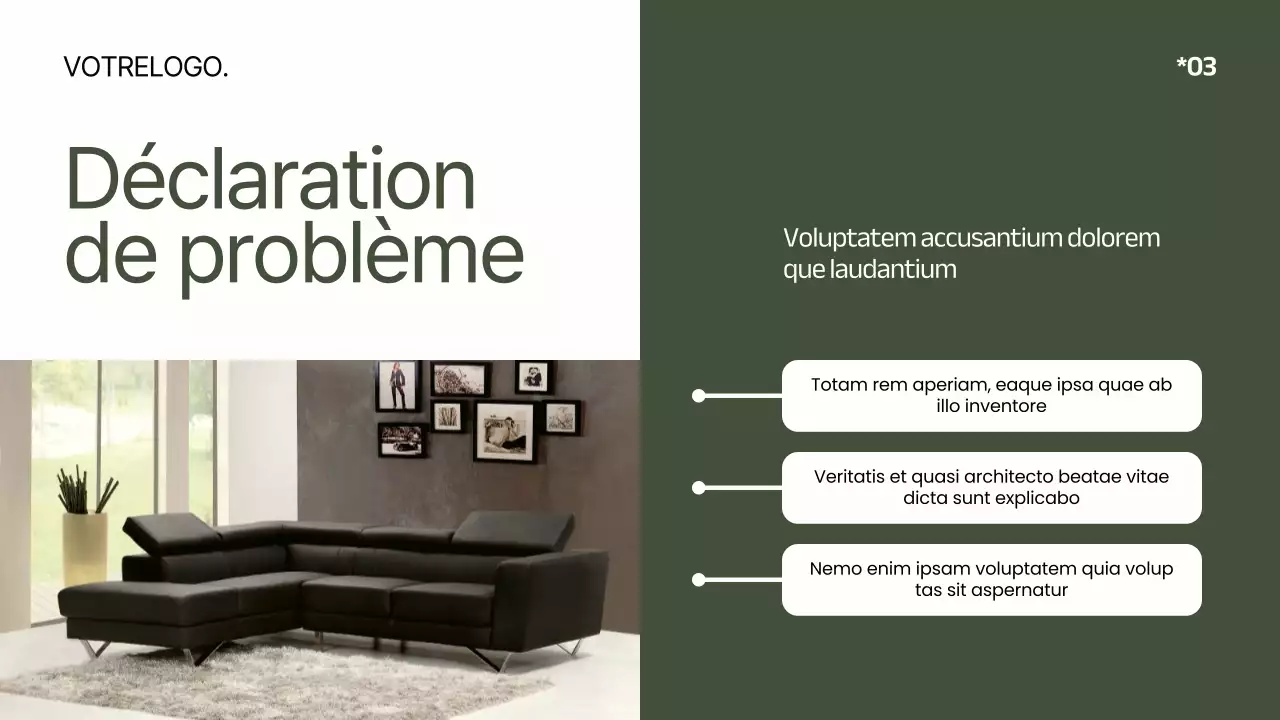 Kaki Blanc Minimal Moderne Elégant Revue de conception de produit Campagne de pitch produit